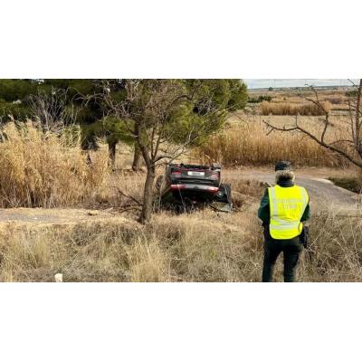 Herido en un vuelco en una salida de vía en Corella