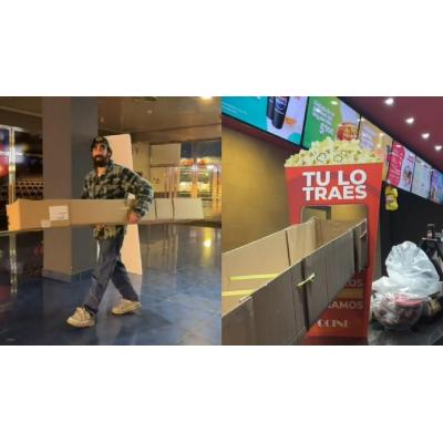 Unos jóvenes trolean la promoción de un cine de Tudela y se llevan una caja de 2 metros de palomitas