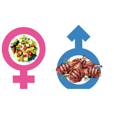 Chuletón para ellos, ensalada para ellas...