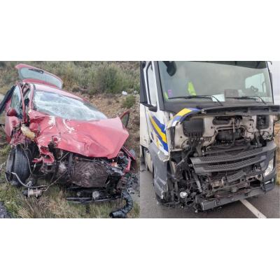 Un herido grave tras una colisión frontal entre un camión y un coche en Caparroso