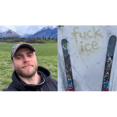 Un esquiador de los Juegos de Invierno escribe con orina en la nieve 'Fuck ICE'