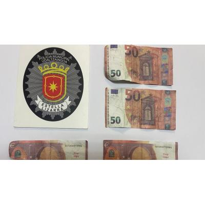 Cuatro denuncias por el uso de billetes falsos de 50 € en establecimientos de Estella