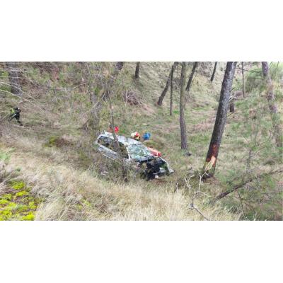 Seis heridos, cinco de ellos menores, tras caer un coche por un terraplén junto a la basílica de San Salvador, en Falces