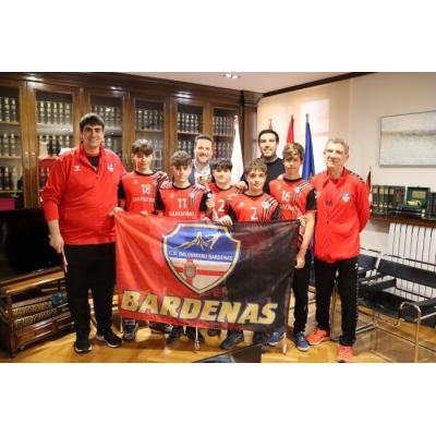 Recepción en el Ayuntamiento de Tudela al equipo infantil masculino del Balonmano Bardenas, campeón de la Mediterranean Handball Cup