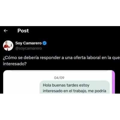 Responde a una oferta de trabajo y lo descartan directamente por hacer esta pregunta