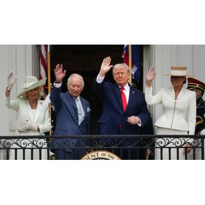 Los Trump reciben a Carlos III y Camila en una ceremonia de honor en la Casa Blanca