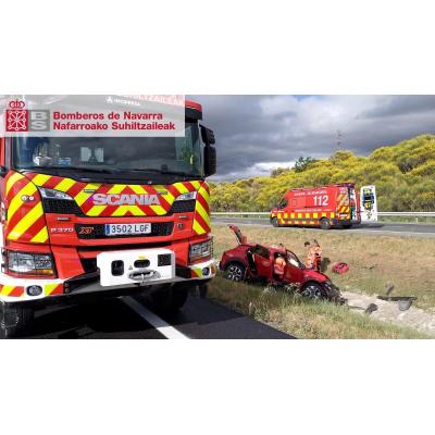 Dos personas heridas en una colisión por alcance en la AP-15, en Tiebas-Muruarte de Reta