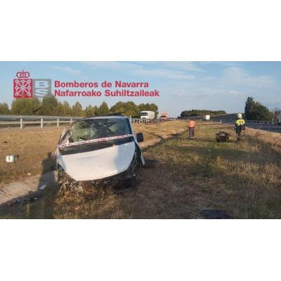 Dos heridos tras una salida de vía en Murchante